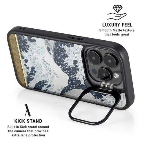 The Great Wave off Kanagawa by Hokusai iPhone 15 Pro Kickstand Case